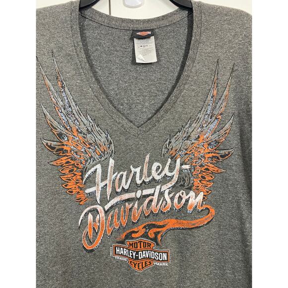 Harley Davidson Temecula Long Sleeve V Neck T-Shirt Gray Size L - Picture 3 of 6